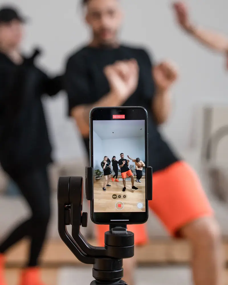 Phone on a gimbal recording dancers for a Short